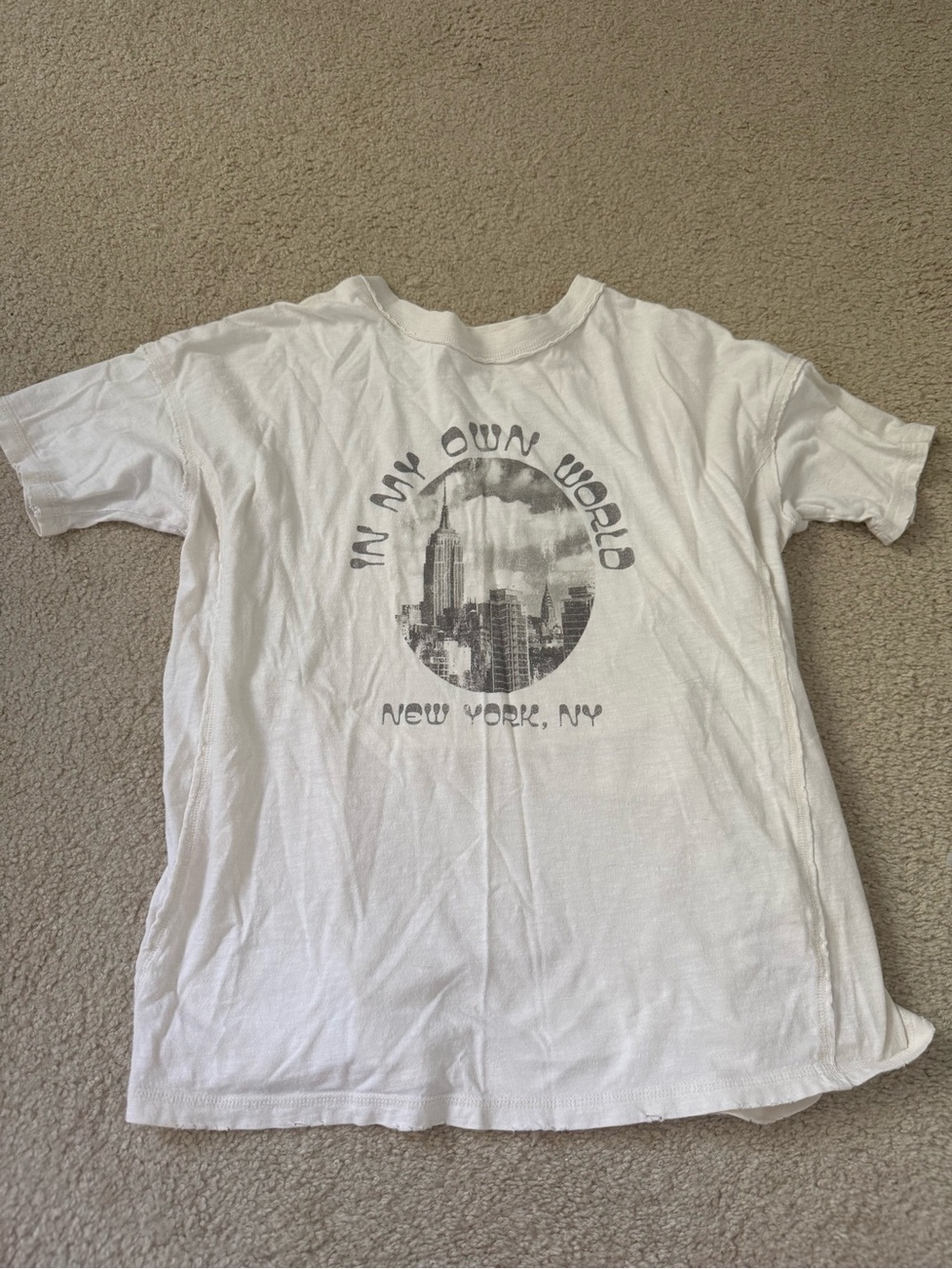 White 'In My Own World' New York Graphic Tee
